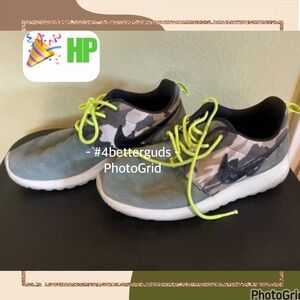 Nike Rosher Run GS Green Black Camo Boys Sneakers 4Y US 3.5 UK in Box BOGO